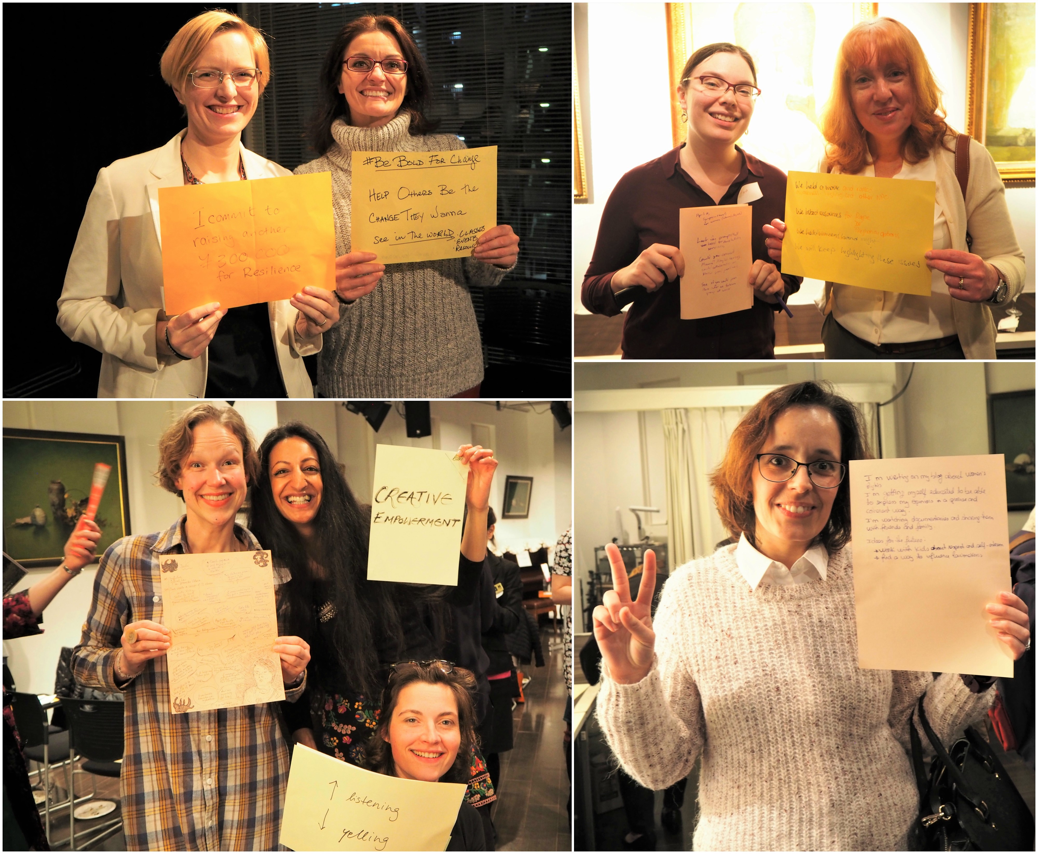 Participants shared their commitments to #BeBoldForChange.